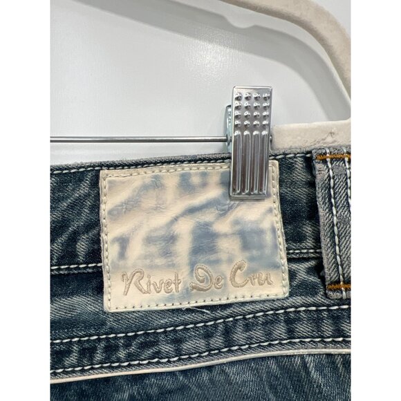Rivet De Cru Jeans Size 33 Straight Leg Denim Medium Wash Distressed Retro - Picture 4 of 11